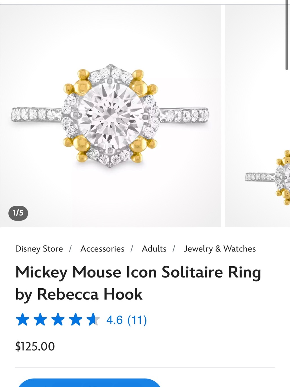 Mickey Mouse Icon Solitaire Ring by Rebecca Hook - Picture 6 of 8